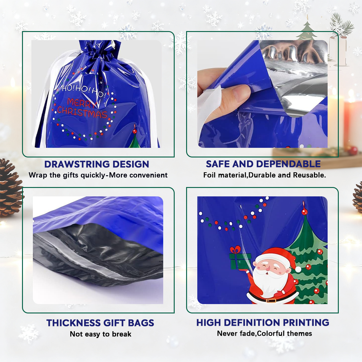 🎅🏻Early Christmas Sale🎁Christmas Cheer Drawstring Gift Bags🌲