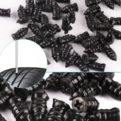 Tire Repair Rubber Nails Kit with 2 Sizes + Free Screwdriver Included