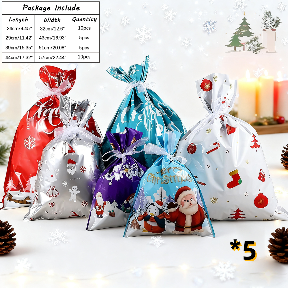 🎅🏻Early Christmas Sale🎁Christmas Cheer Drawstring Gift Bags🌲